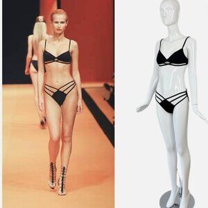 HERVE LEGER 1998 vintage runway black cut out bikini